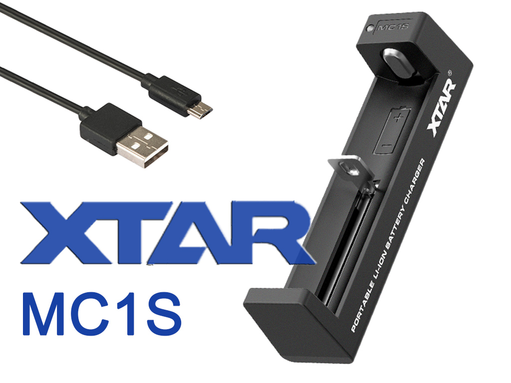 Akkus 3,6V / 3,7V incl USB-Kabel Xtar MC1 Ladegerät für Li-Ion 