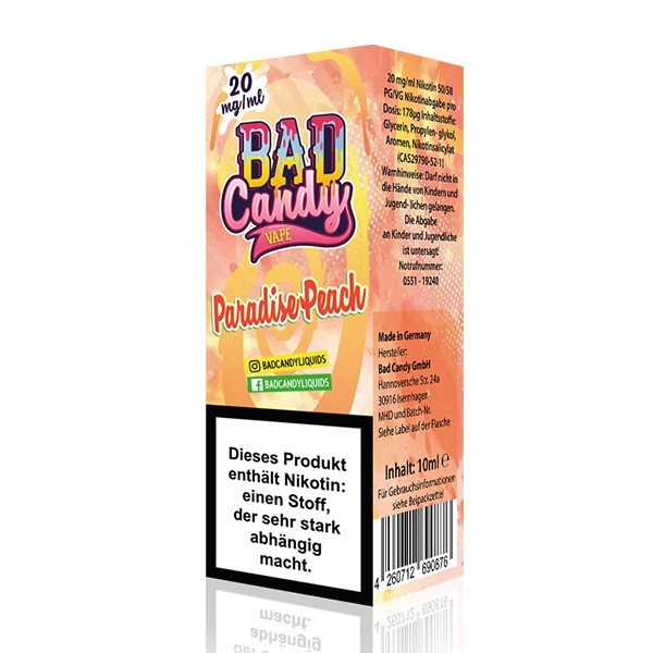 Bad Candy Salt - Paradise Peach - 10ml Salz 20mg/ml