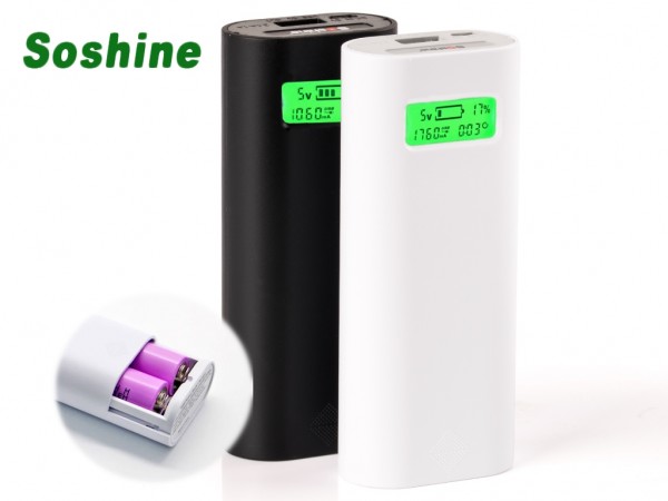 Soshine E4S Powerbank-Ladegerät mit USB-Ausgang und LCD-Display