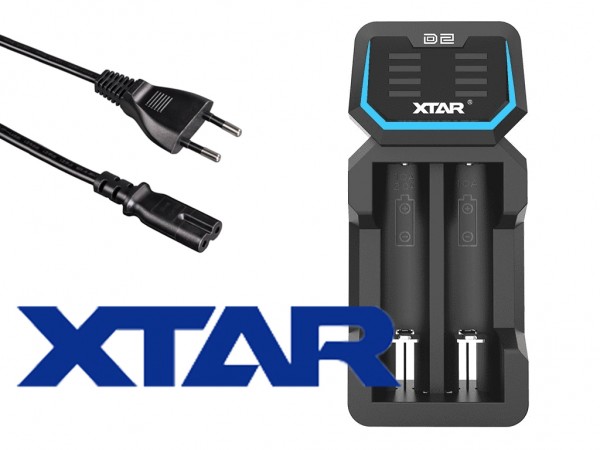 Xtar D2 – Zwei-Schacht Ladegerät für Lithium Ionen Akkus mit integriertem Netzteil