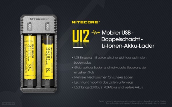 Nitecore Ui2 - USB Zwei Schacht-Ladegerät für Lithium Ionen Akkus