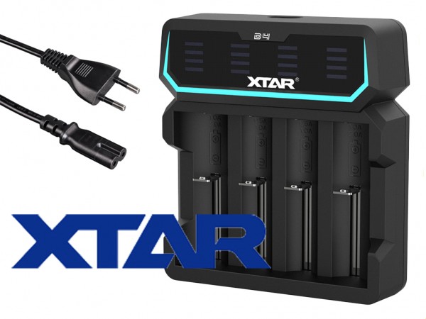 Xtar D4 – Vier-Schacht Ladegerät für Lithium Ionen Akkus mit integriertem Netzteil