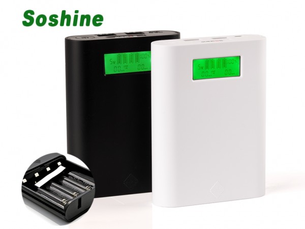 Soshine E3S Powerbank-Ladegerät mit zwei USB-Ausgängen und LCD-Display