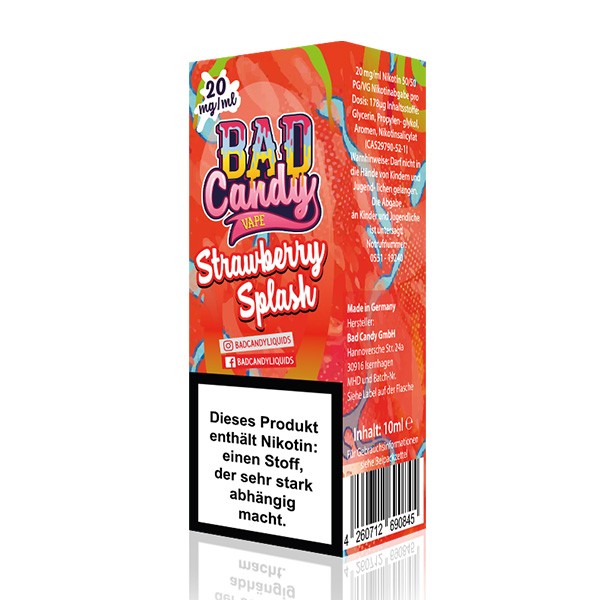 Bad Candy Salt - Strawberry Splash - 10ml Salz 20mg/ml